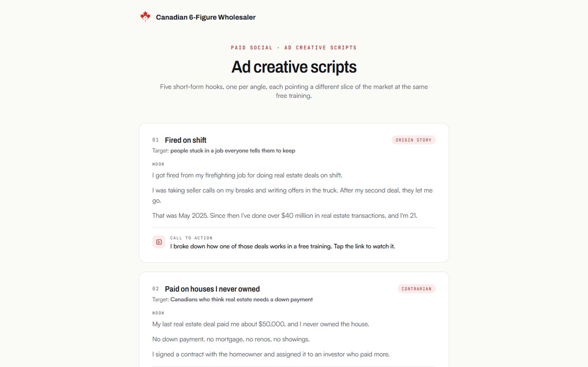 Ad creative scripts preview