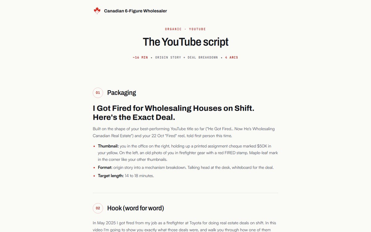 YouTube script preview